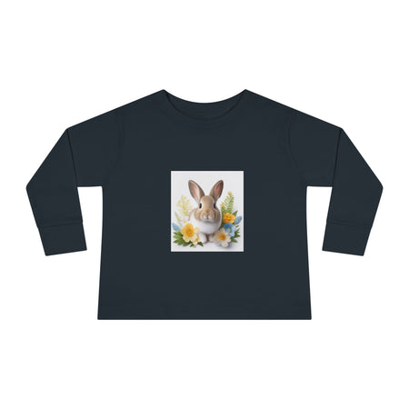 Adorable Comfort: Custom Bunny Toddler Long-Sleeve Tee 2T / Black Kids clothes