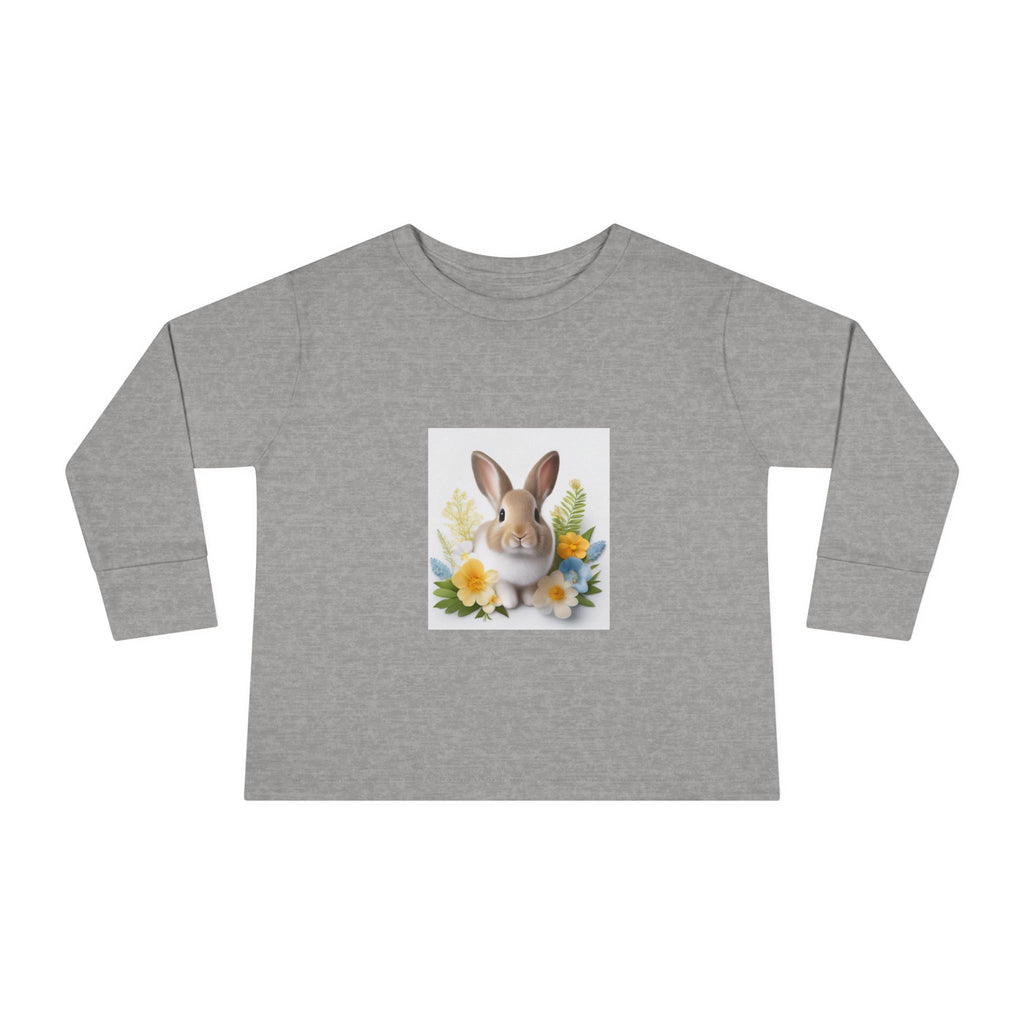 Adorable Comfort: Custom Bunny Toddler Long-Sleeve Tee 2T / Heather Kids clothes