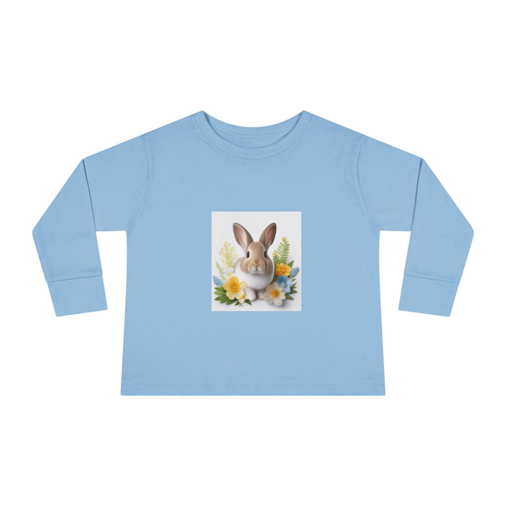 Adorable Comfort: Custom Bunny Toddler Long-Sleeve Tee 2T / Light Blue Kids clothes