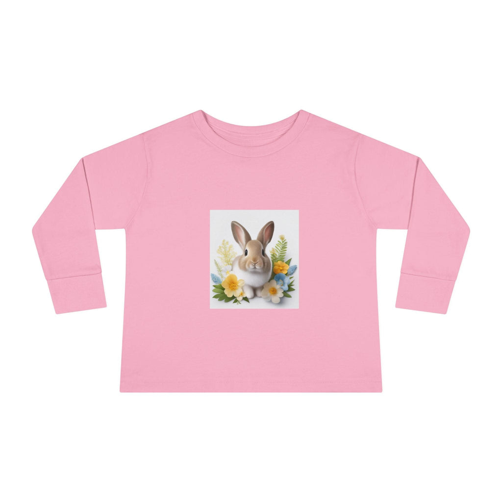 Adorable Comfort: Custom Bunny Toddler Long-Sleeve Tee 2T / Pink Kids clothes