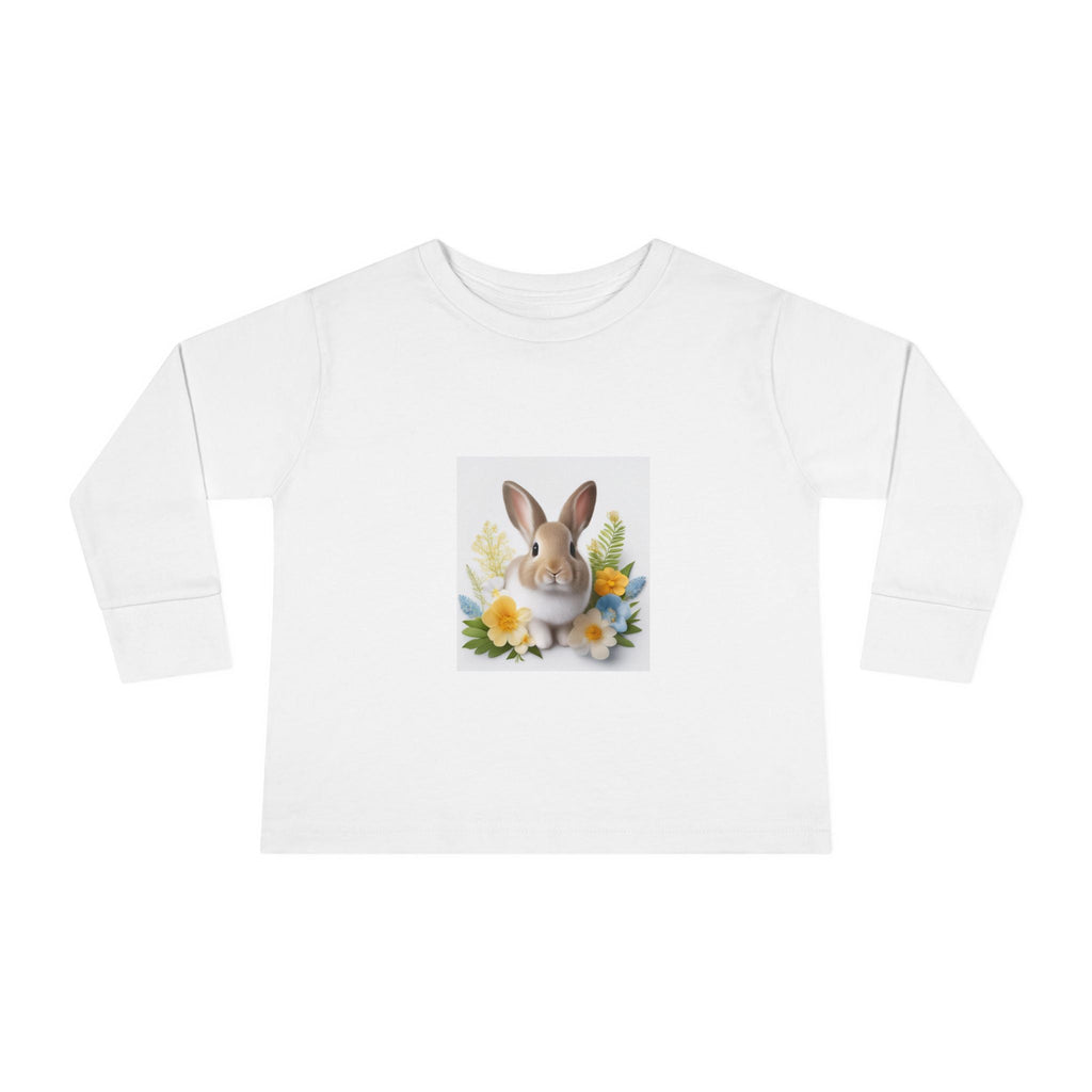 Adorable Comfort: Custom Bunny Toddler Long-Sleeve Tee 2T / White Kids clothes