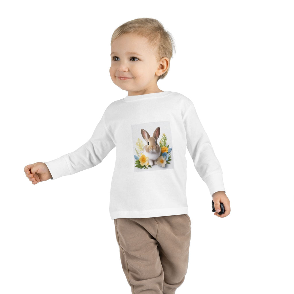 Adorable Comfort: Custom Bunny Toddler Long-Sleeve Tee Kids clothes