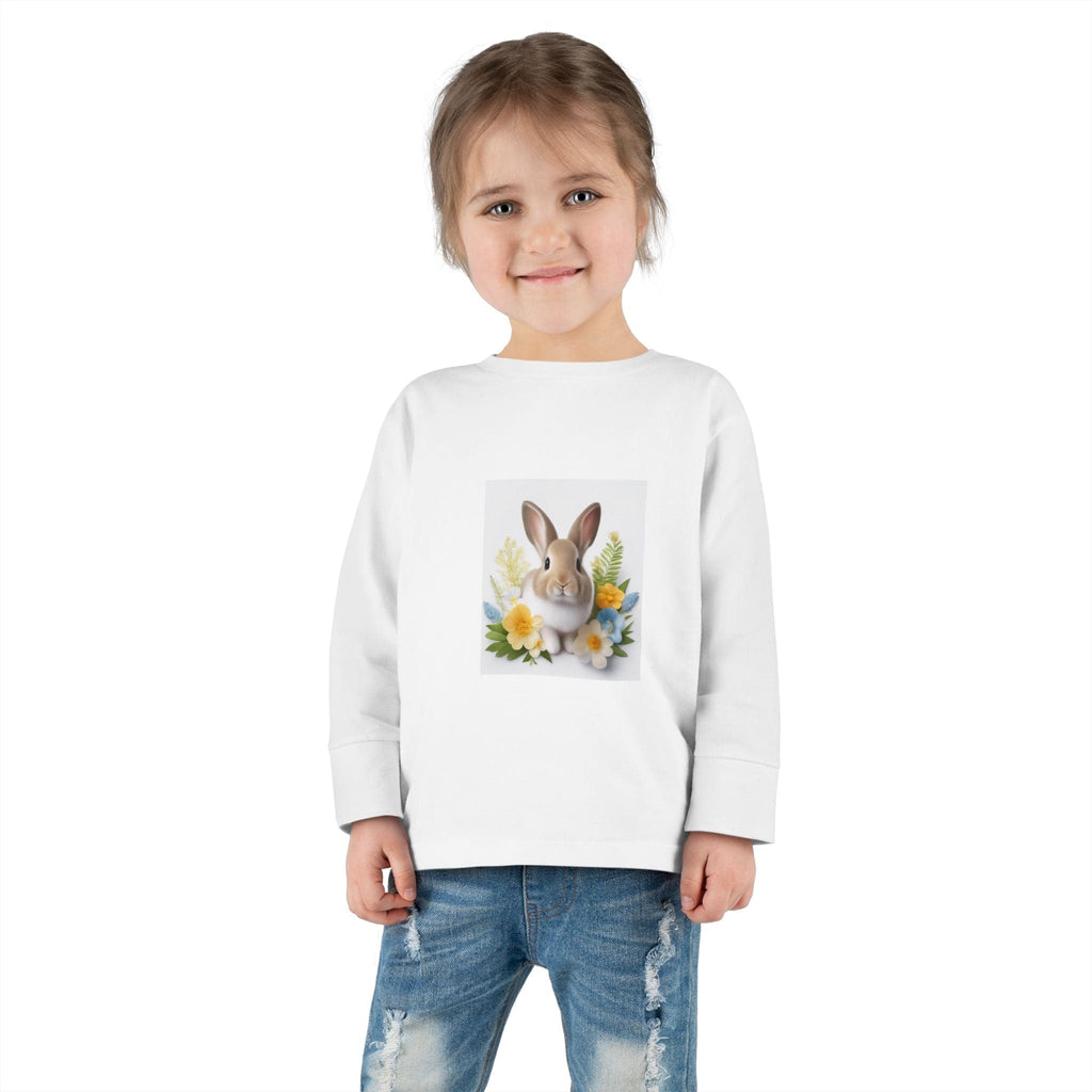 Adorable Comfort: Custom Bunny Toddler Long-Sleeve Tee Kids clothes