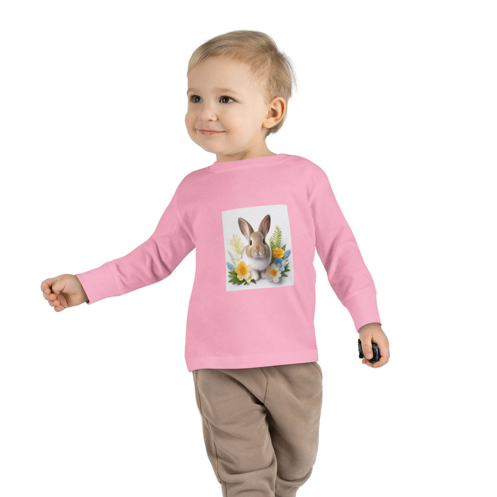 Adorable Comfort: Custom Bunny Toddler Long-Sleeve Tee Kids clothes