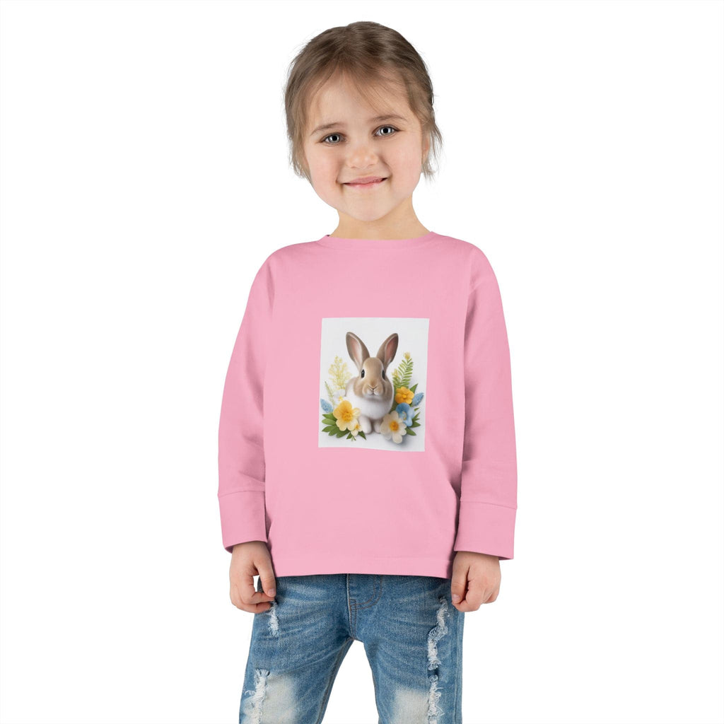 Adorable Comfort: Custom Bunny Toddler Long-Sleeve Tee Kids clothes