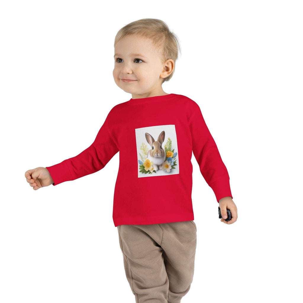 Adorable Comfort: Custom Bunny Toddler Long-Sleeve Tee Kids clothes