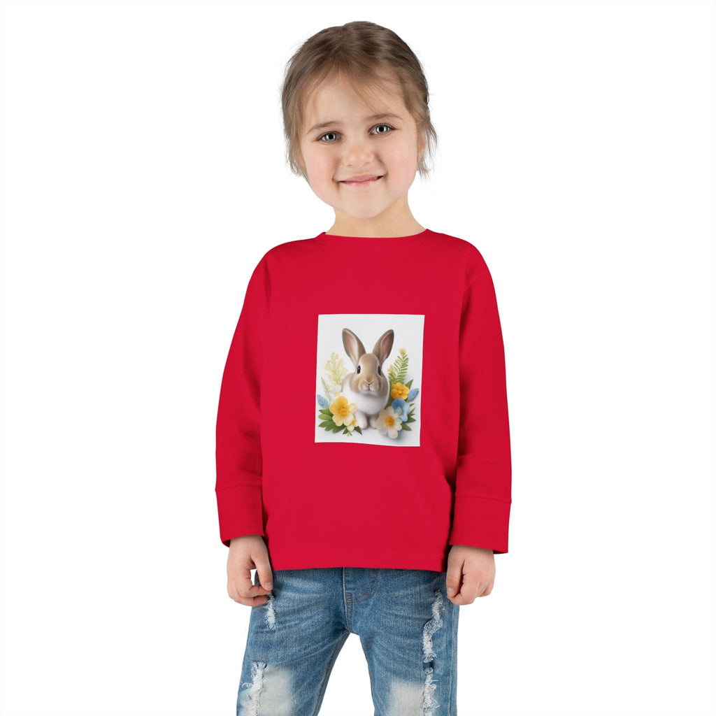 Adorable Comfort: Custom Bunny Toddler Long-Sleeve Tee Kids clothes