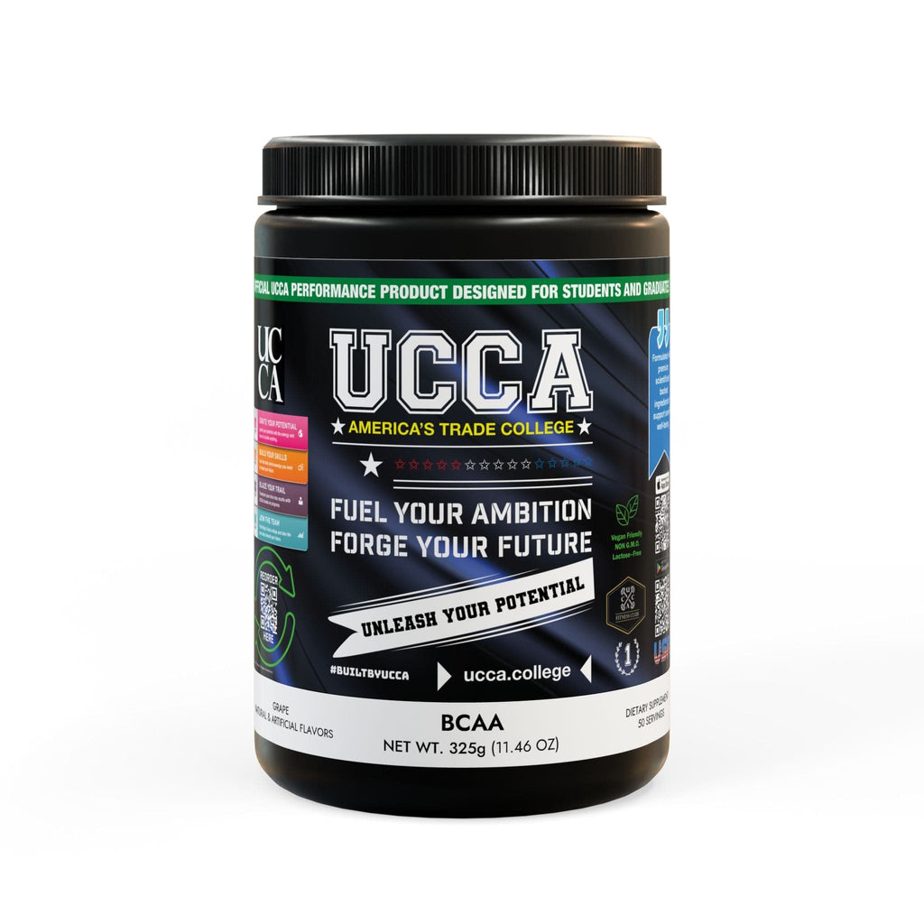 BCAA Supplement, Grape (325g, 11.46oz, 50 servings) Black jar + lid / NET WT 11.46 OZ (325g) / Grape Food Supplements