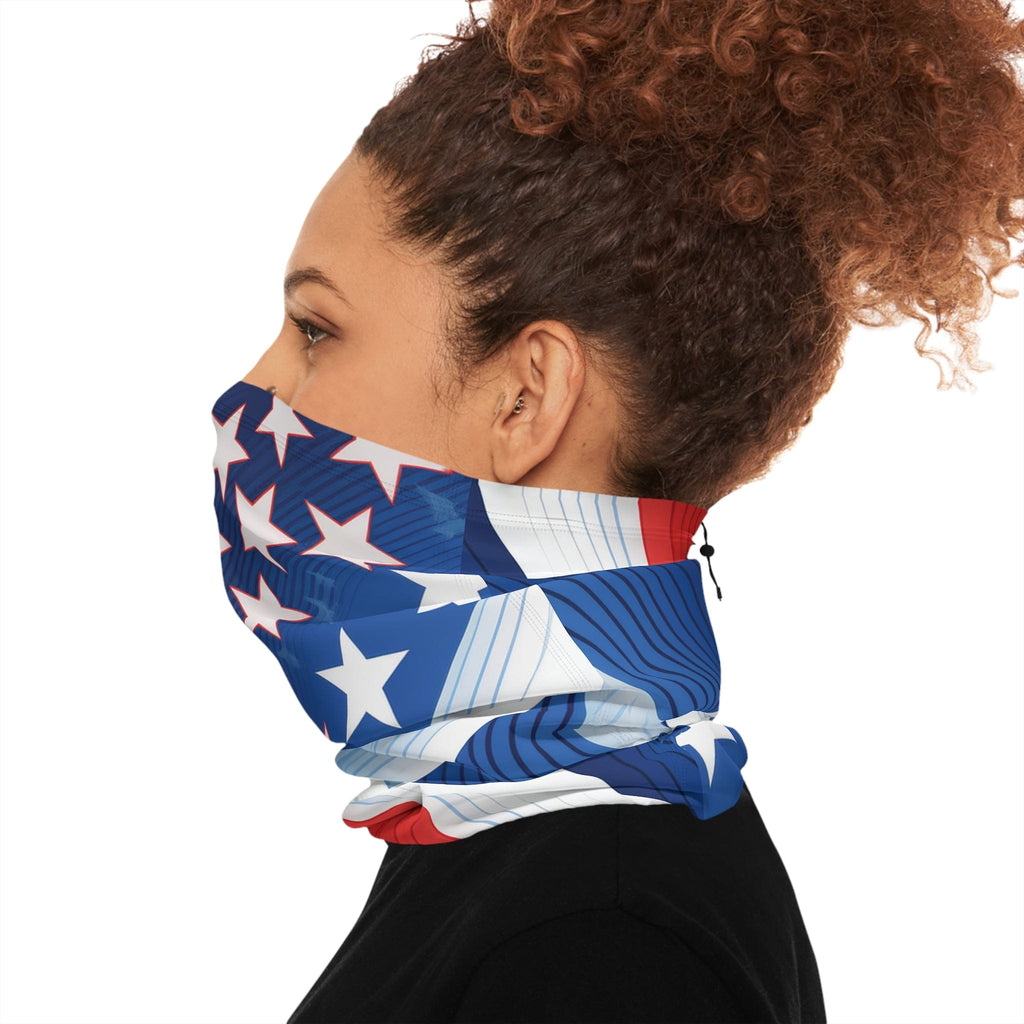 Bold & Brave – Stars & Stripes-Inspired Neck Gaiter With Drawstring 17.5