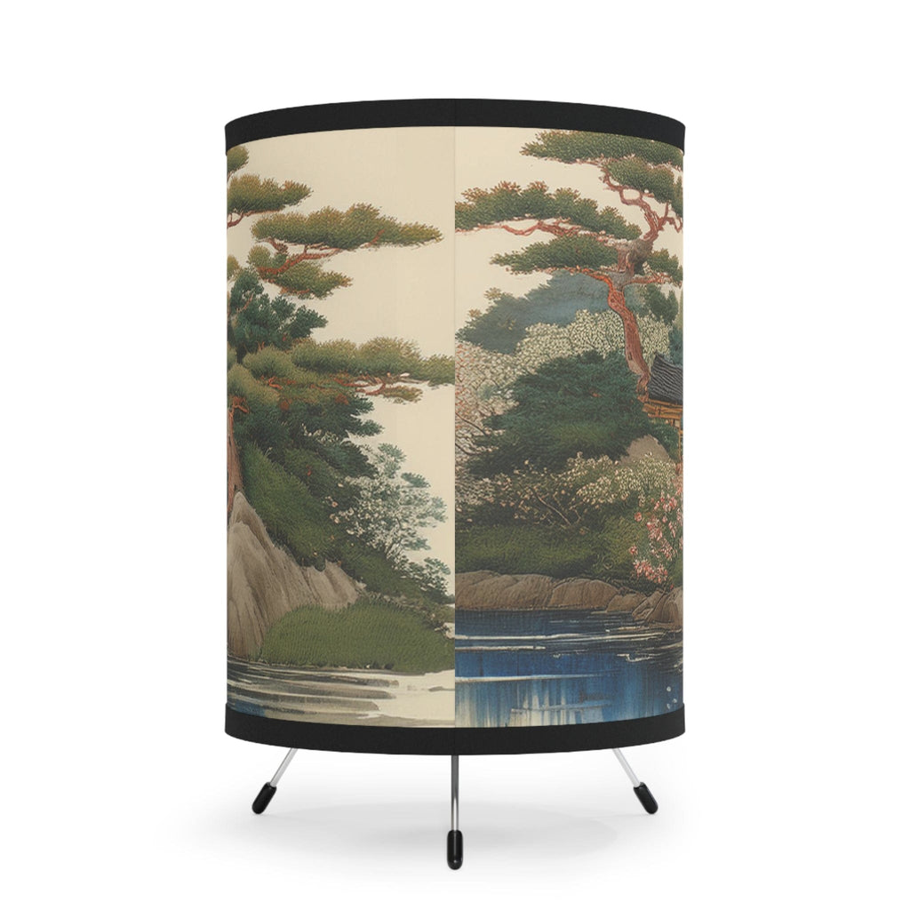 Chiyogami-Inspired Kyoto Reflections Tripod Lamp: Elegance Meets Functionality One size / Black Home Decor