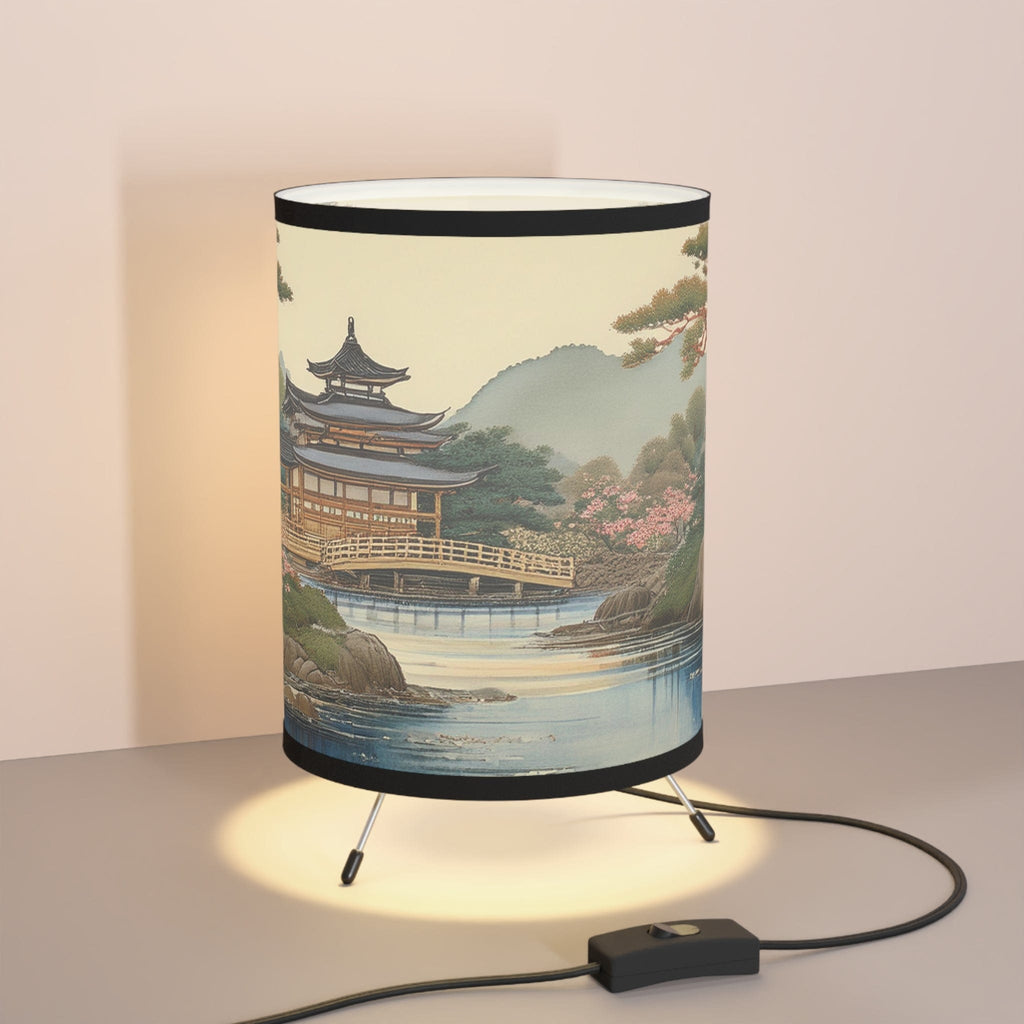 Chiyogami-Inspired Kyoto Reflections Tripod Lamp: Elegance Meets Functionality One size / Black Home Decor