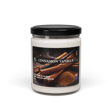 Cinnamon Vanilla Scented Soy Candle, 9oz Cinnamon Vanilla / 9oz Home Decor