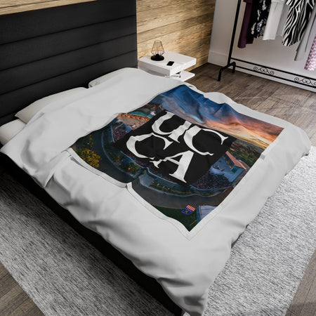 Cozy Up in Collegiate Style - UCCA Print Plush Blanket 50" × 60" All Over Prints