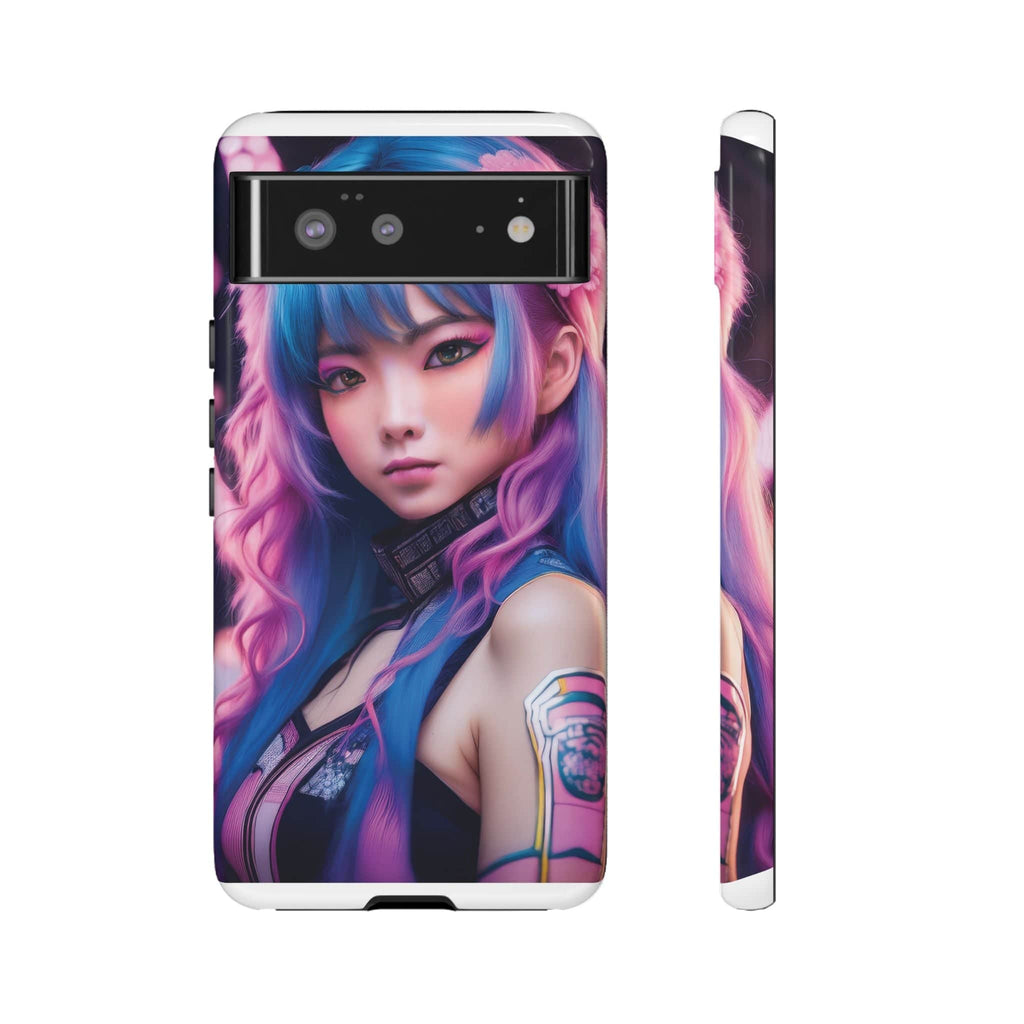 Cyber Aesthetic Phone Case: Futuristic Beauty in Bloom - Tough Case Google Pixel 6 / Glossy Phone Case