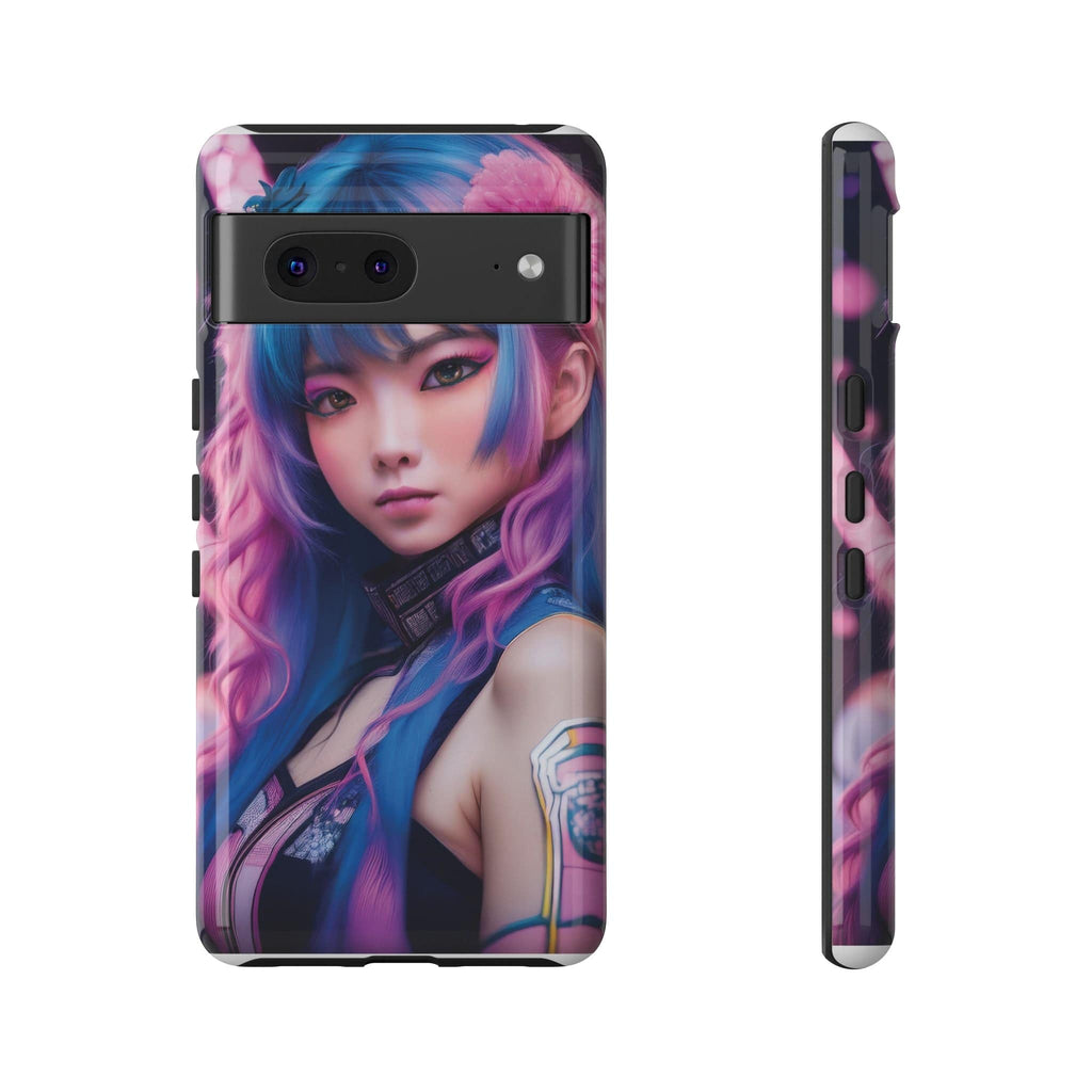 Cyber Aesthetic Phone Case: Futuristic Beauty in Bloom - Tough Case Google Pixel 7 / Glossy Phone Case