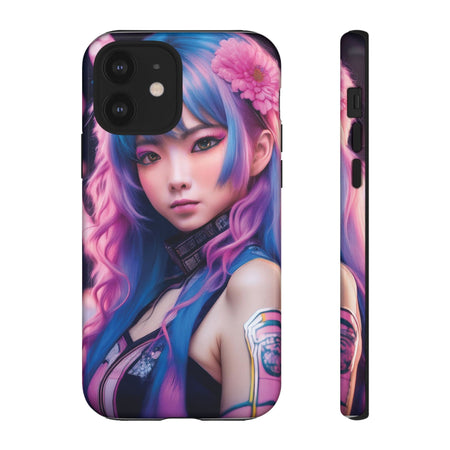 Cyber Aesthetic Phone Case: Futuristic Beauty in Bloom - Tough Case iPhone 12 / Glossy Phone Case