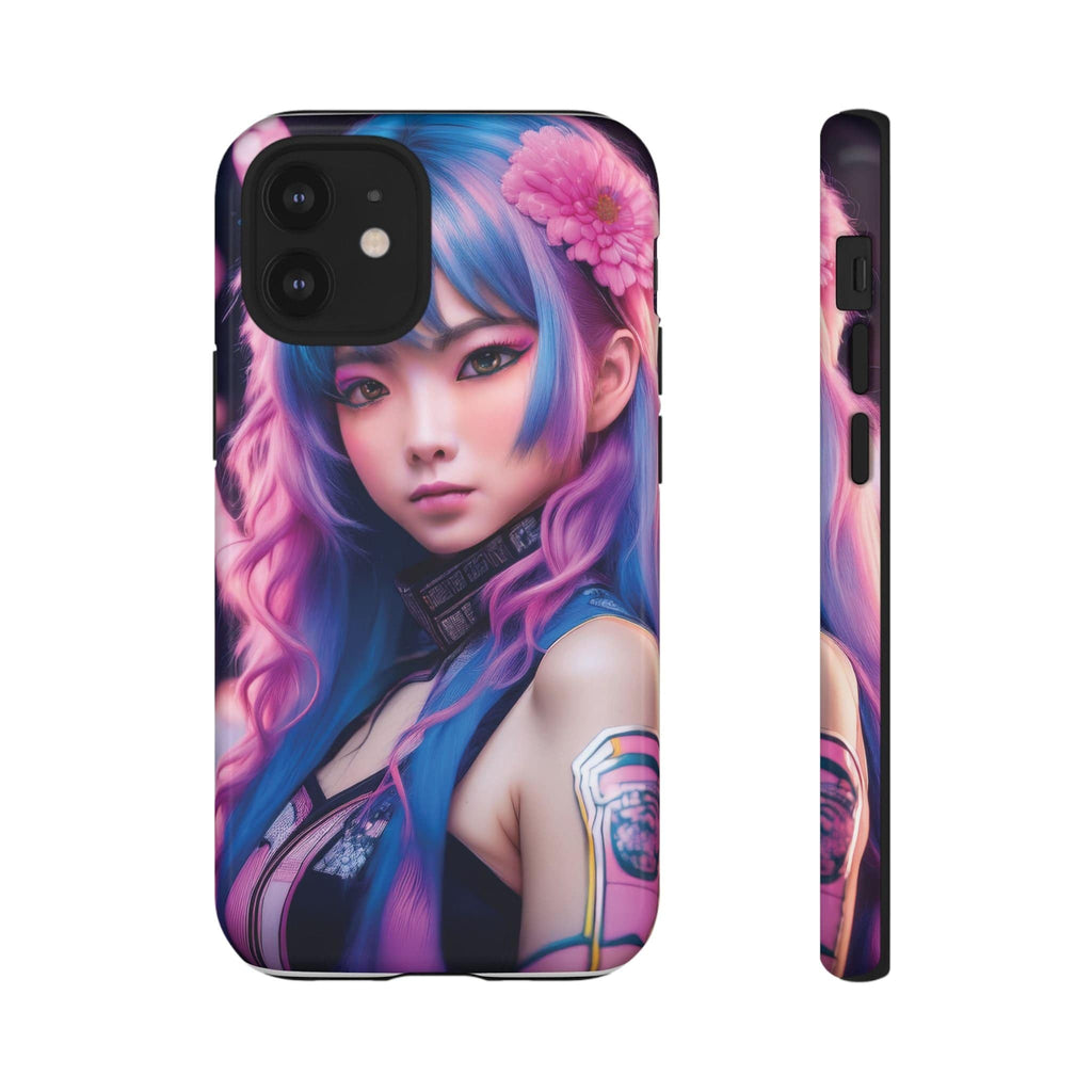 Cyber Aesthetic Phone Case: Futuristic Beauty in Bloom - Tough Case iPhone 12 Mini / Glossy Phone Case