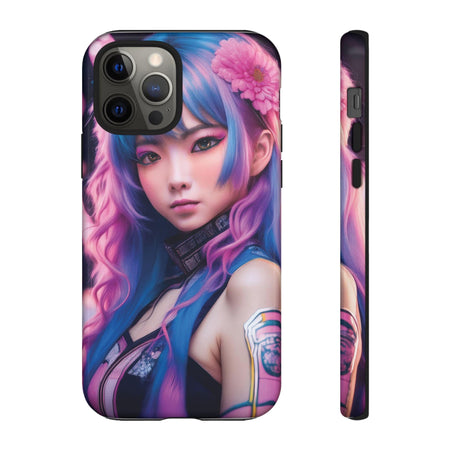 Cyber Aesthetic Phone Case: Futuristic Beauty in Bloom - Tough Case iPhone 12 Pro / Glossy Phone Case