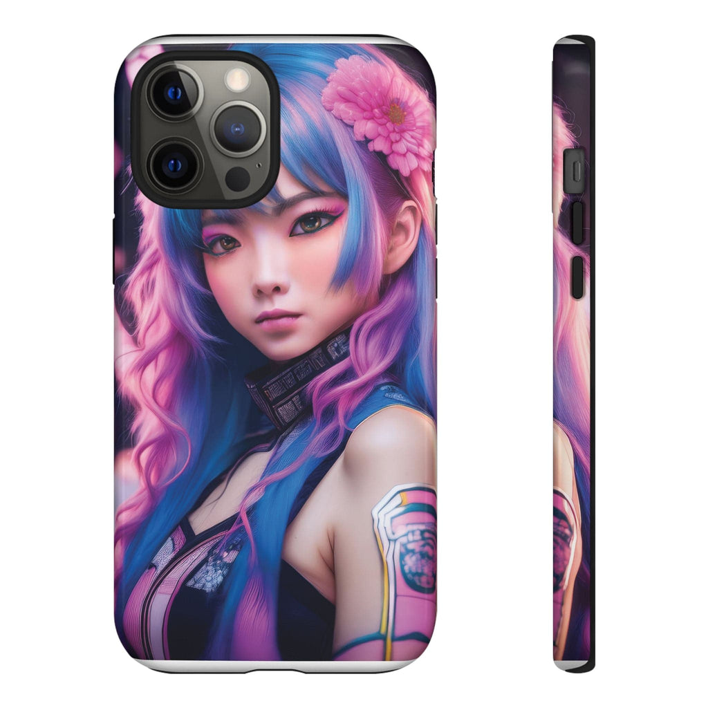 Cyber Aesthetic Phone Case: Futuristic Beauty in Bloom - Tough Case iPhone 12 Pro Max / Glossy Phone Case