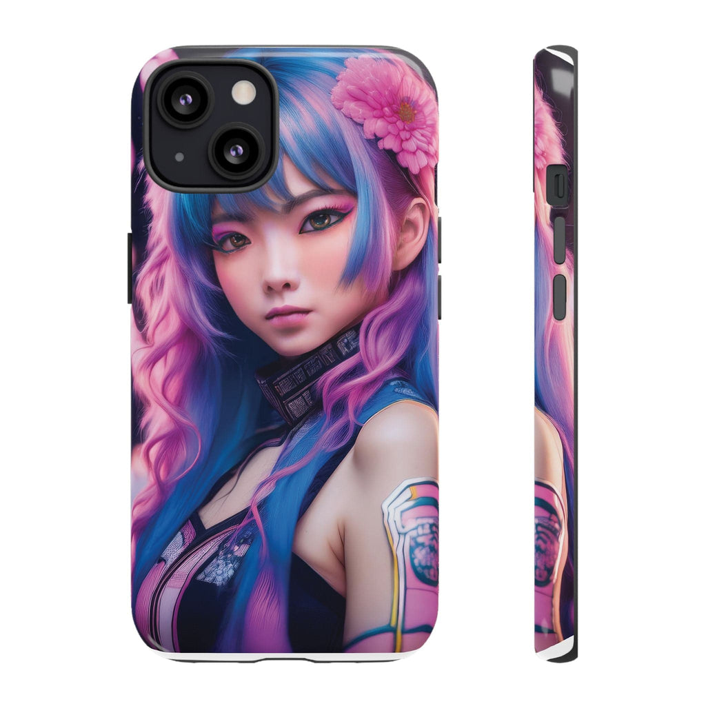 Cyber Aesthetic Phone Case: Futuristic Beauty in Bloom - Tough Case iPhone 13 / Glossy Phone Case