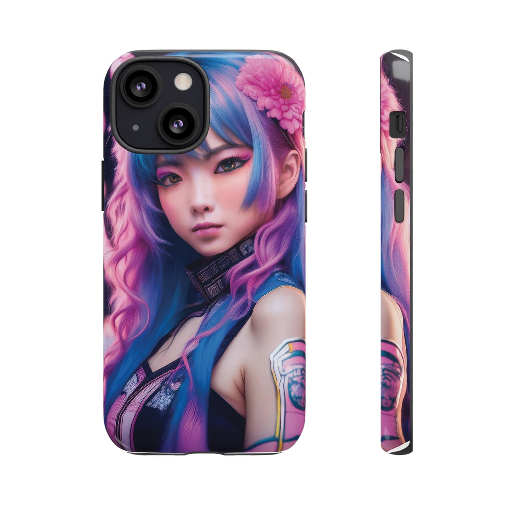 Cyber Aesthetic Phone Case: Futuristic Beauty in Bloom - Tough Case iPhone 13 Mini / Glossy Phone Case