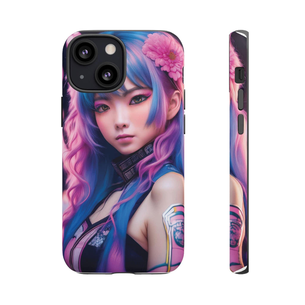 Cyber Aesthetic Phone Case: Futuristic Beauty in Bloom - Tough Case iPhone 13 Mini / Matte Phone Case