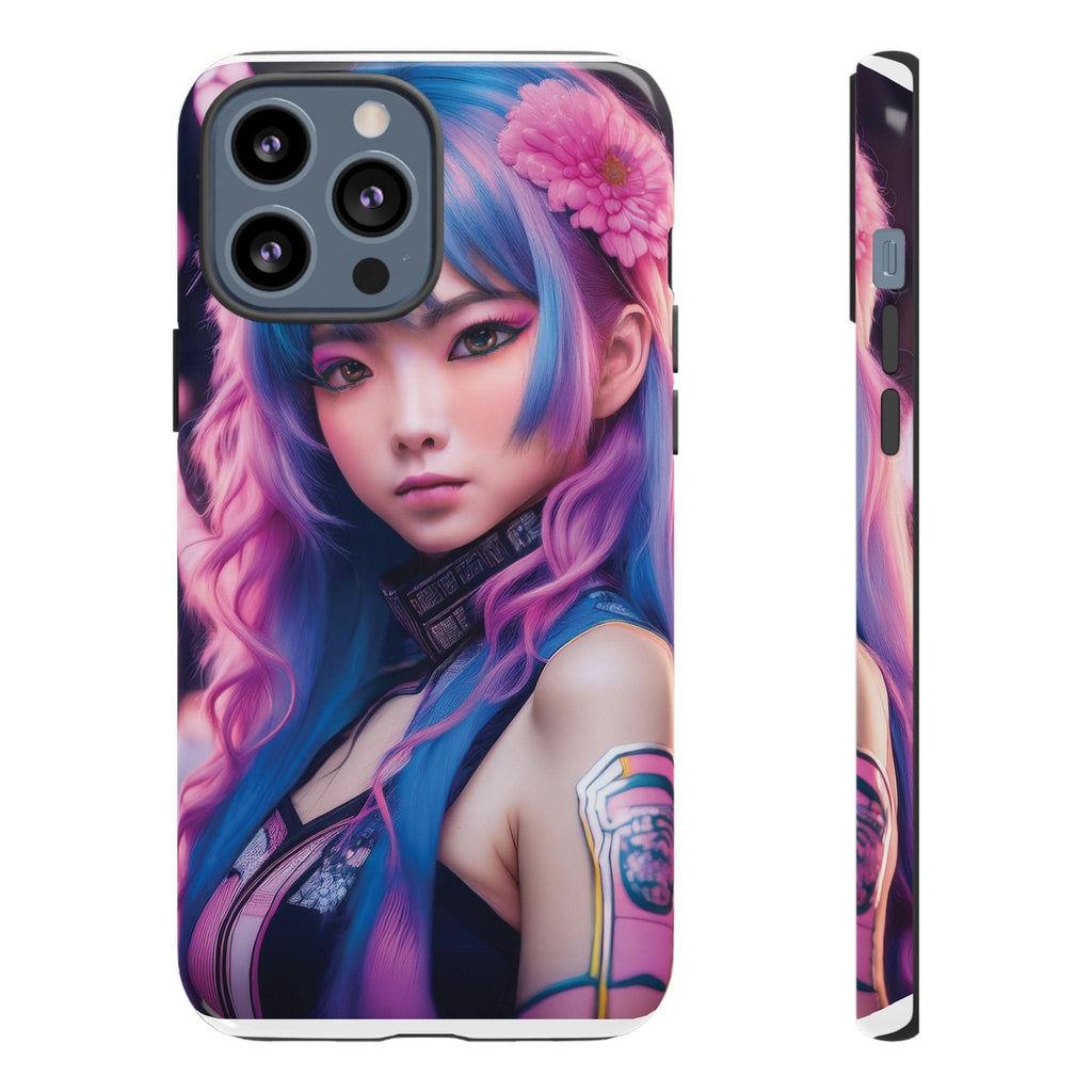 Cyber Aesthetic Phone Case: Futuristic Beauty in Bloom - Tough Case iPhone 13 Pro Max / Glossy Phone Case