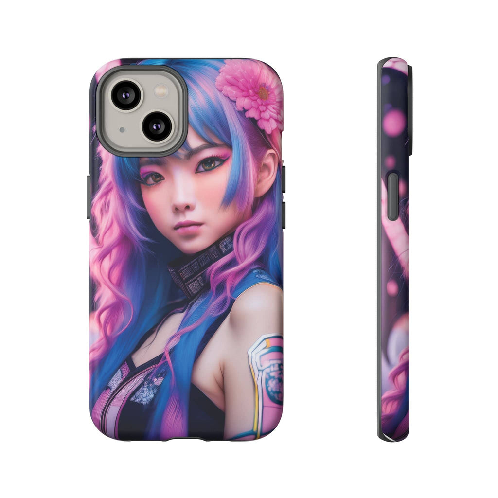 Cyber Aesthetic Phone Case: Futuristic Beauty in Bloom - Tough Case iPhone 14 / Matte Phone Case