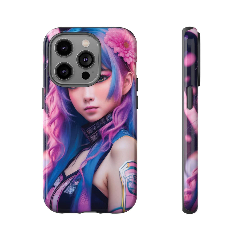 Cyber Aesthetic Phone Case: Futuristic Beauty in Bloom - Tough Case iPhone 14 Pro / Glossy Phone Case