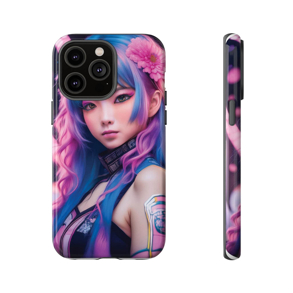 Cyber Aesthetic Phone Case: Futuristic Beauty in Bloom - Tough Case iPhone 14 Pro Max / Glossy Phone Case