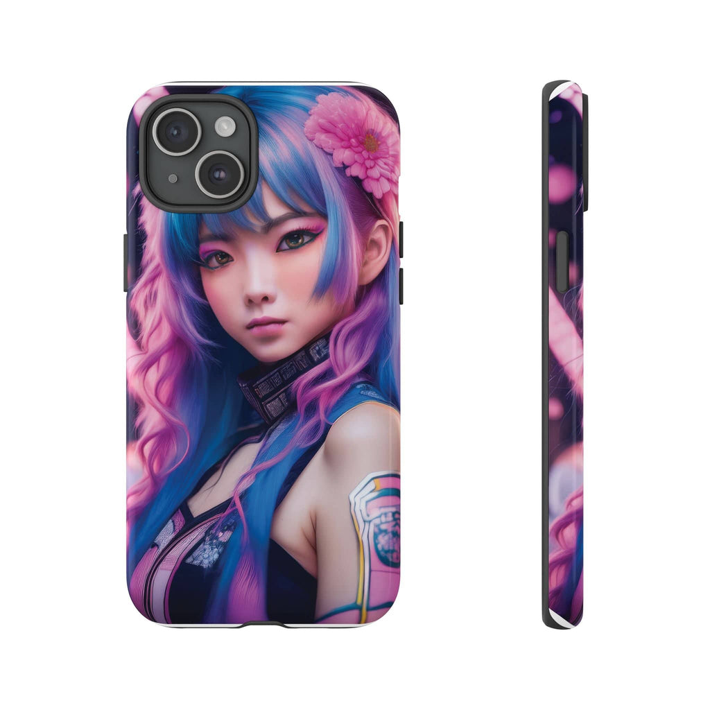 Cyber Aesthetic Phone Case: Futuristic Beauty in Bloom - Tough Case iPhone 15 Plus / Glossy Phone Case