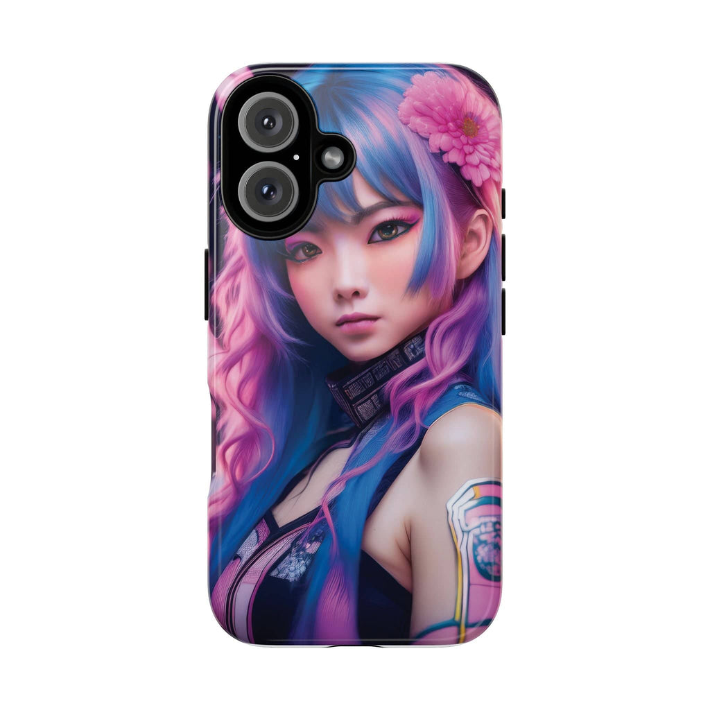 Cyber Aesthetic Phone Case: Futuristic Beauty in Bloom - Tough Case iPhone 16 / Glossy Phone Case