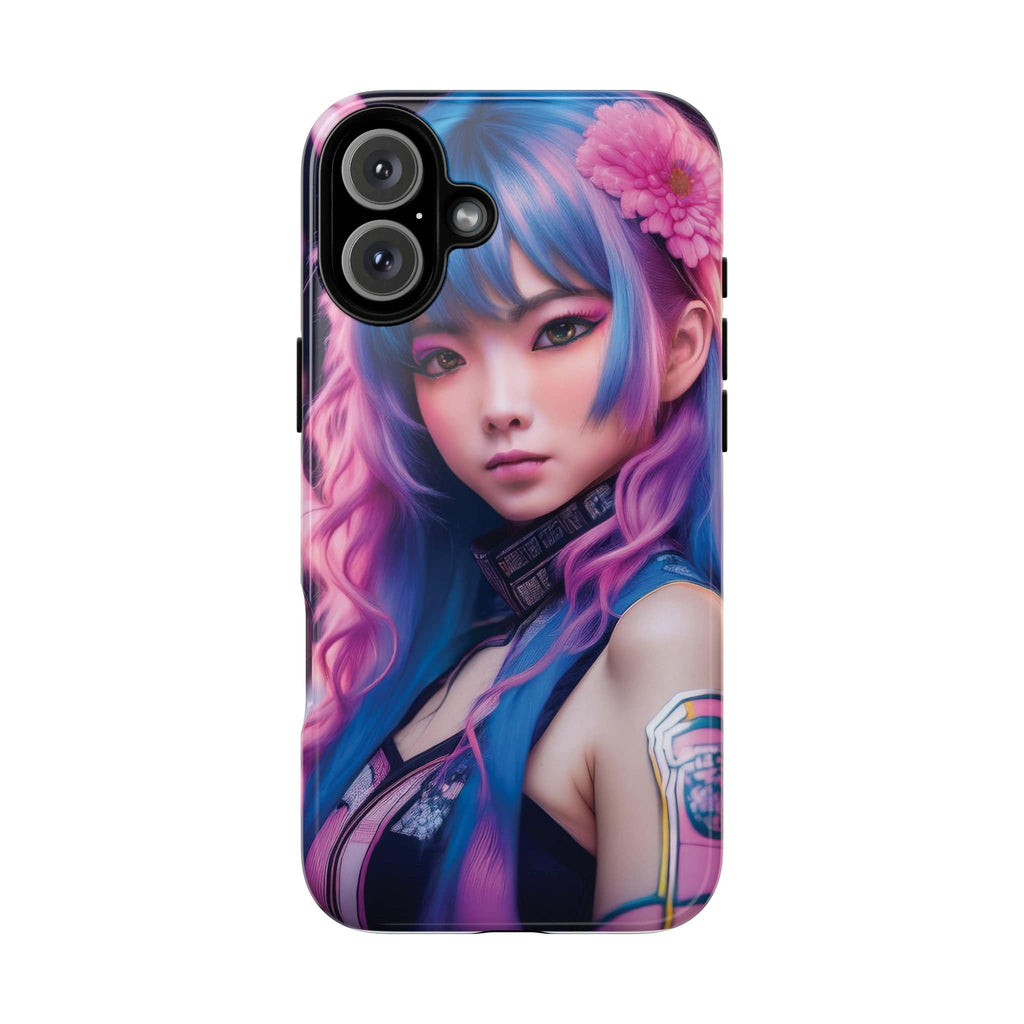 Cyber Aesthetic Phone Case: Futuristic Beauty in Bloom - Tough Case iPhone 16 Plus / Glossy Phone Case