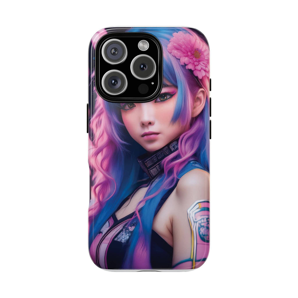 Cyber Aesthetic Phone Case: Futuristic Beauty in Bloom - Tough Case iPhone 16 Pro / Glossy Phone Case