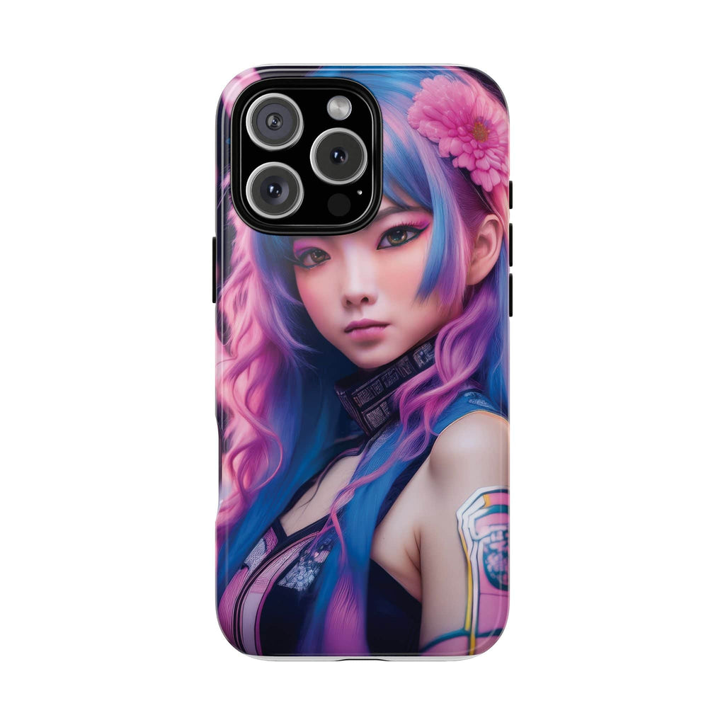 Cyber Aesthetic Phone Case: Futuristic Beauty in Bloom - Tough Case iPhone 16 Pro Max / Glossy Phone Case