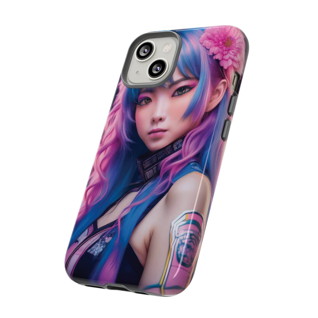 Cyber Aesthetic Phone Case: Futuristic Beauty in Bloom - Tough Case Phone Case