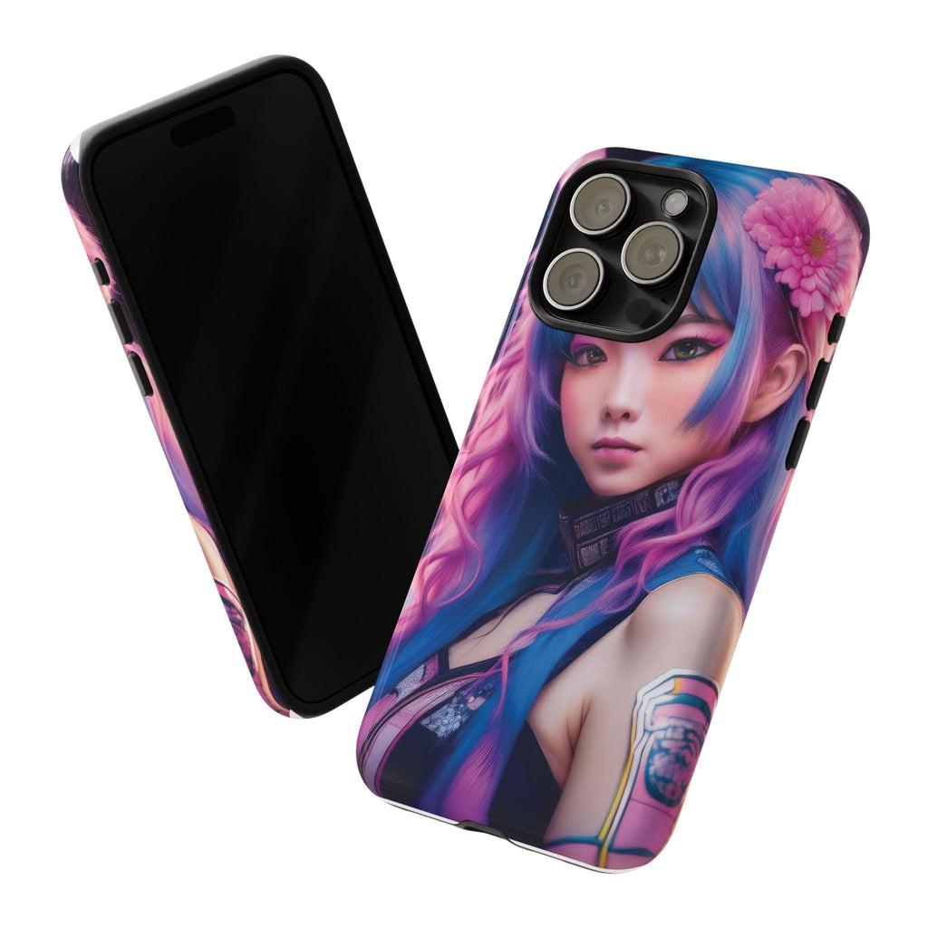 Cyber Aesthetic Phone Case: Futuristic Beauty in Bloom - Tough Case Phone Case