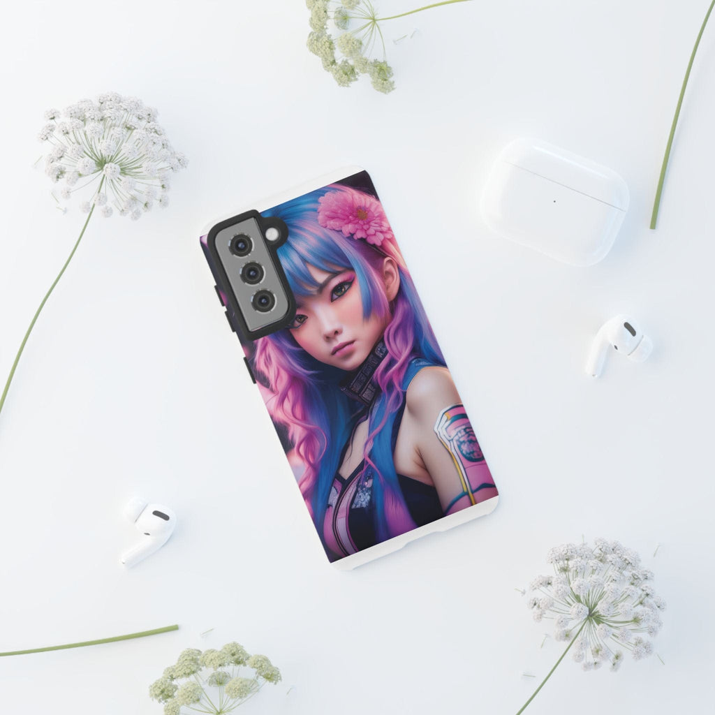 Cyber Aesthetic Phone Case: Futuristic Beauty in Bloom - Tough Case Phone Case