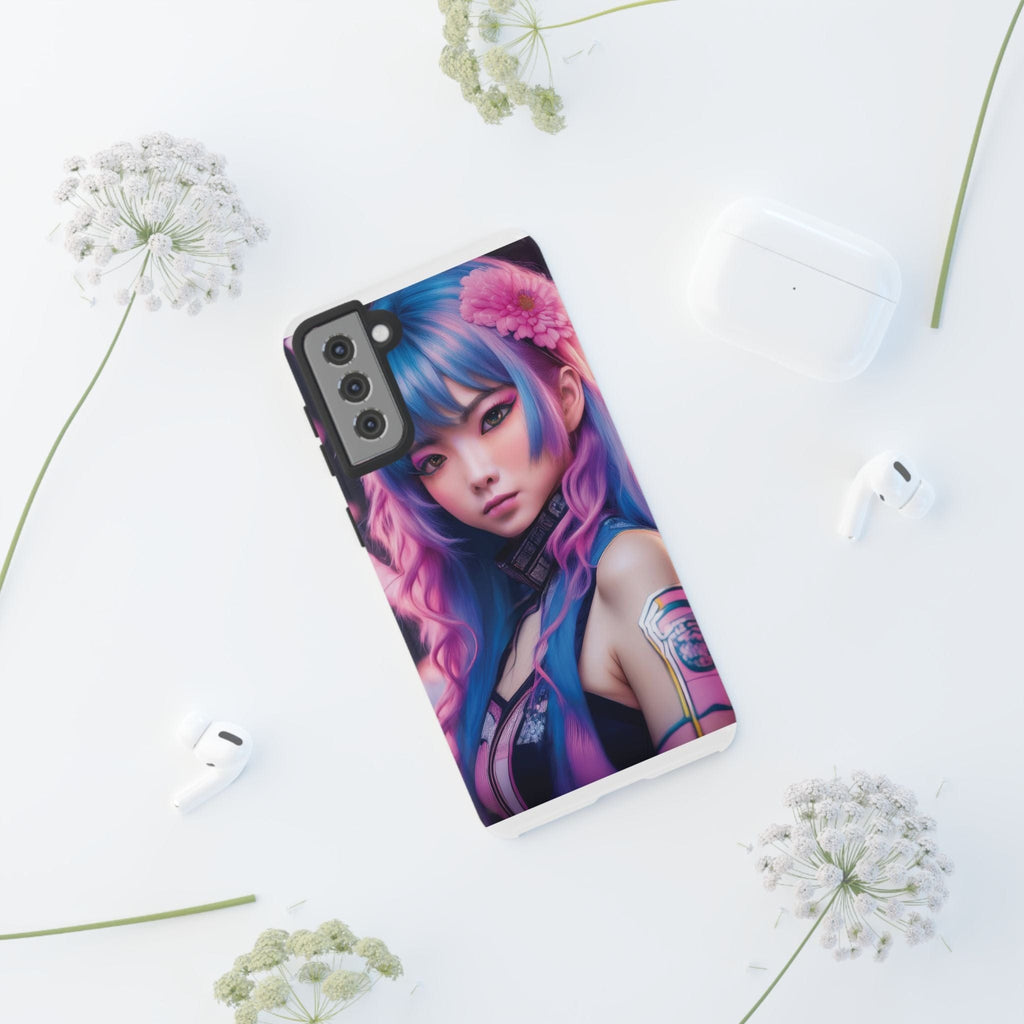 Cyber Aesthetic Phone Case: Futuristic Beauty in Bloom - Tough Case Phone Case