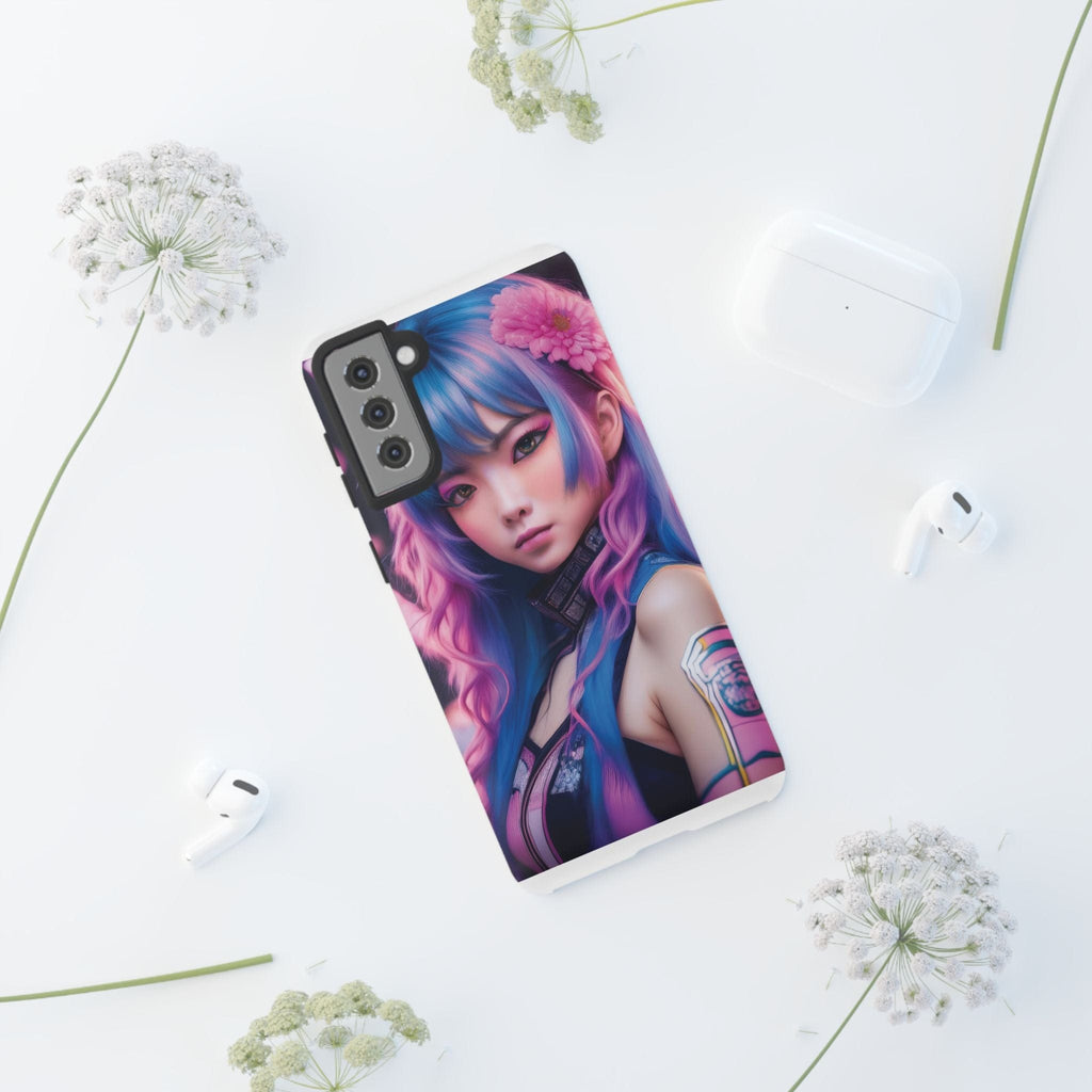 Cyber Aesthetic Phone Case: Futuristic Beauty in Bloom - Tough Case Phone Case