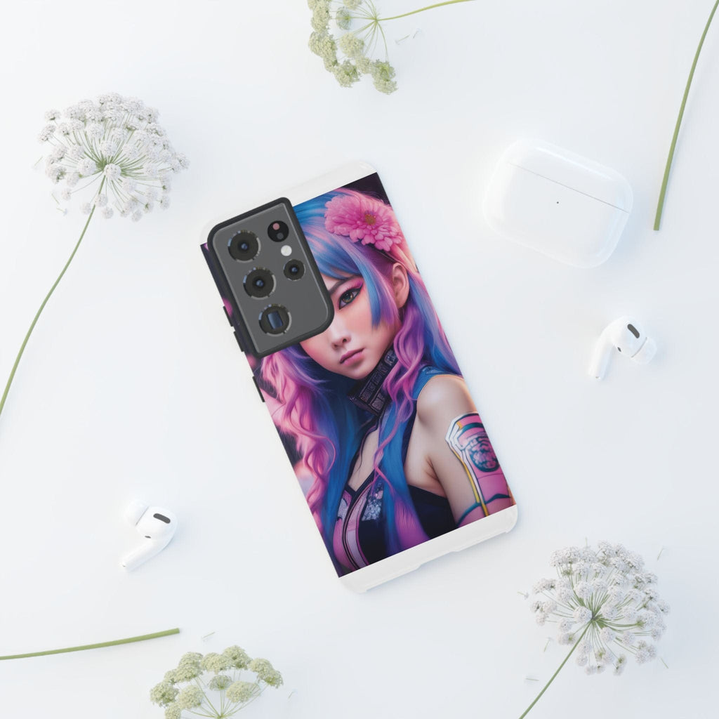 Cyber Aesthetic Phone Case: Futuristic Beauty in Bloom - Tough Case Phone Case