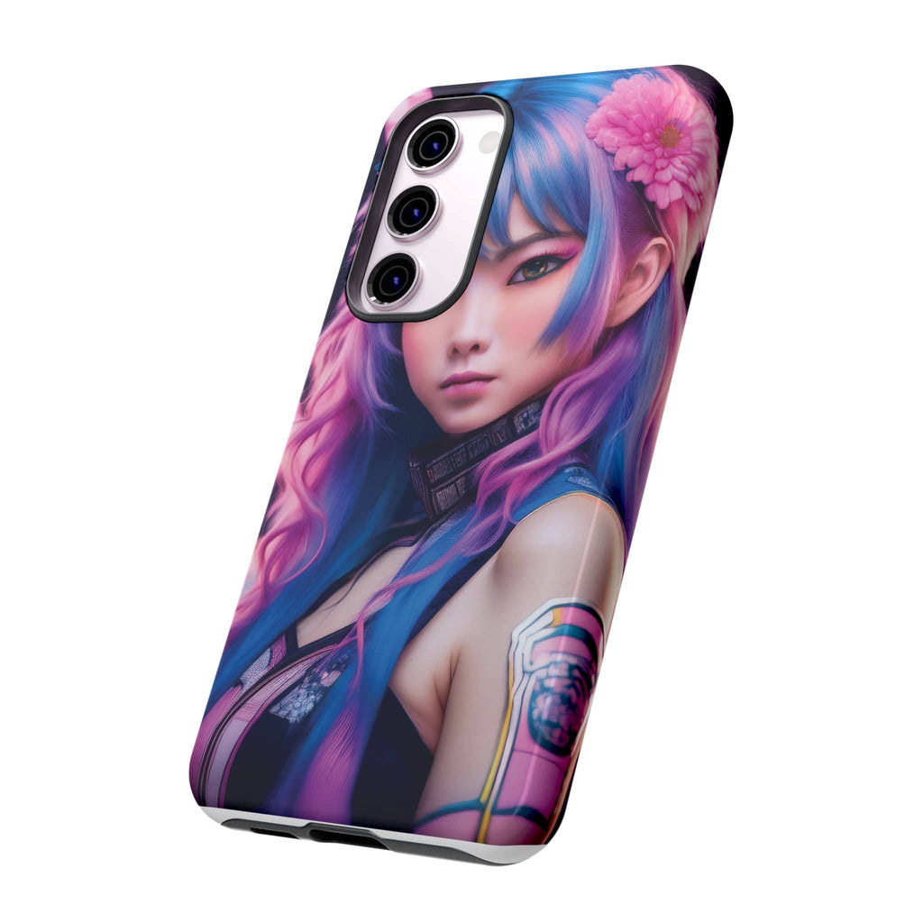 Cyber Aesthetic Phone Case: Futuristic Beauty in Bloom - Tough Case Phone Case