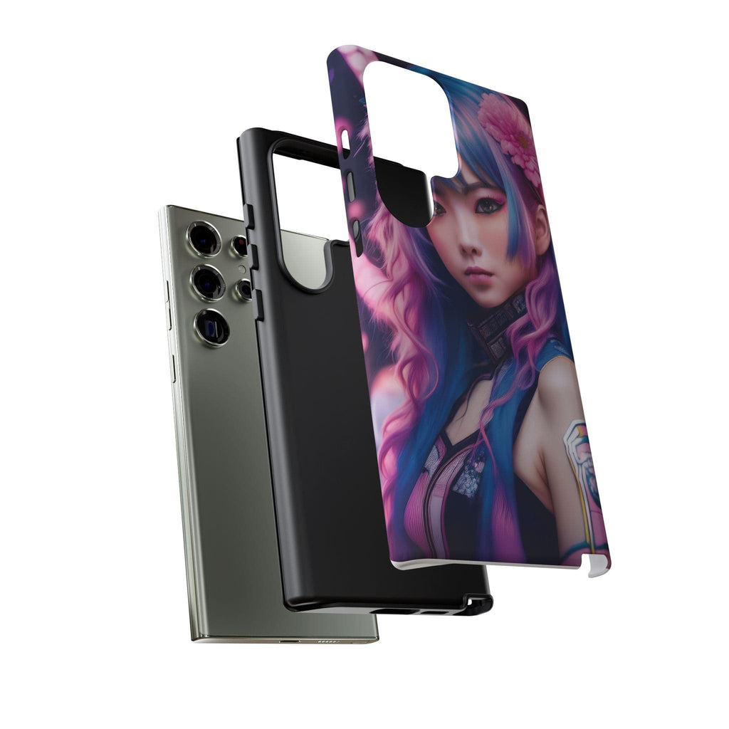 Cyber Aesthetic Phone Case: Futuristic Beauty in Bloom - Tough Case Phone Case