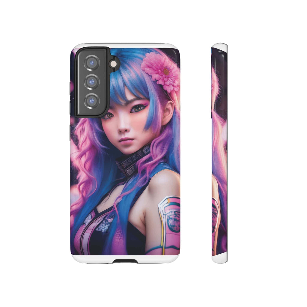 Cyber Aesthetic Phone Case: Futuristic Beauty in Bloom - Tough Case Samsung Galaxy S21 FE / Glossy Phone Case