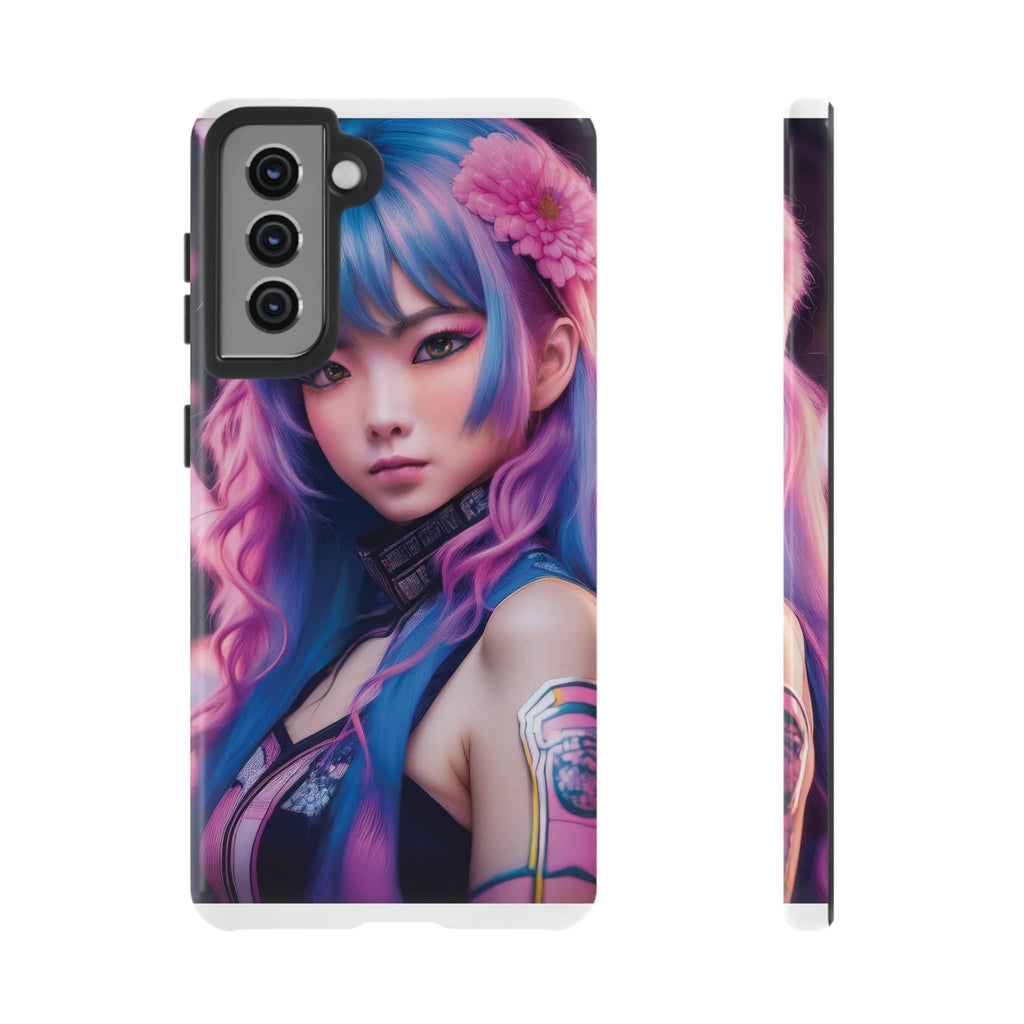 Cyber Aesthetic Phone Case: Futuristic Beauty in Bloom - Tough Case Samsung Galaxy S21 / Glossy Phone Case