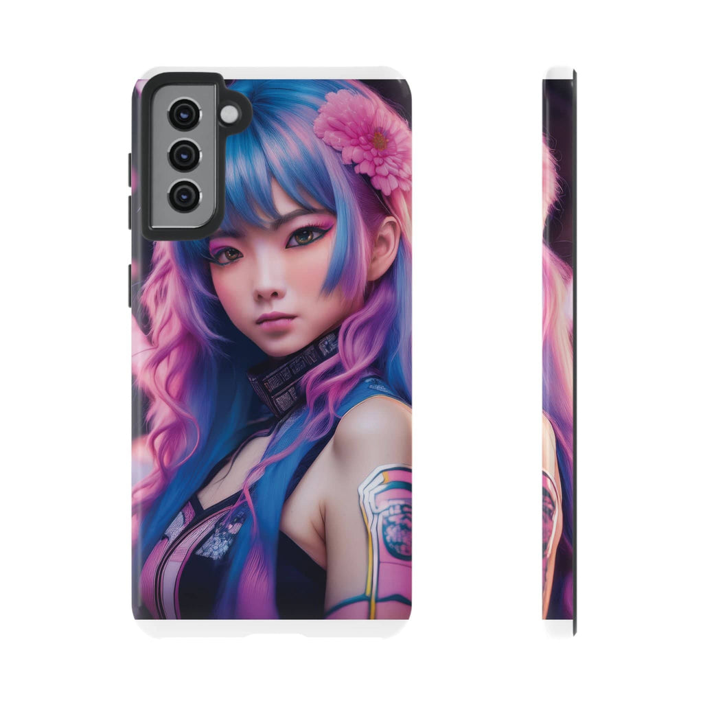 Cyber Aesthetic Phone Case: Futuristic Beauty in Bloom - Tough Case Samsung Galaxy S21 Plus / Glossy Phone Case