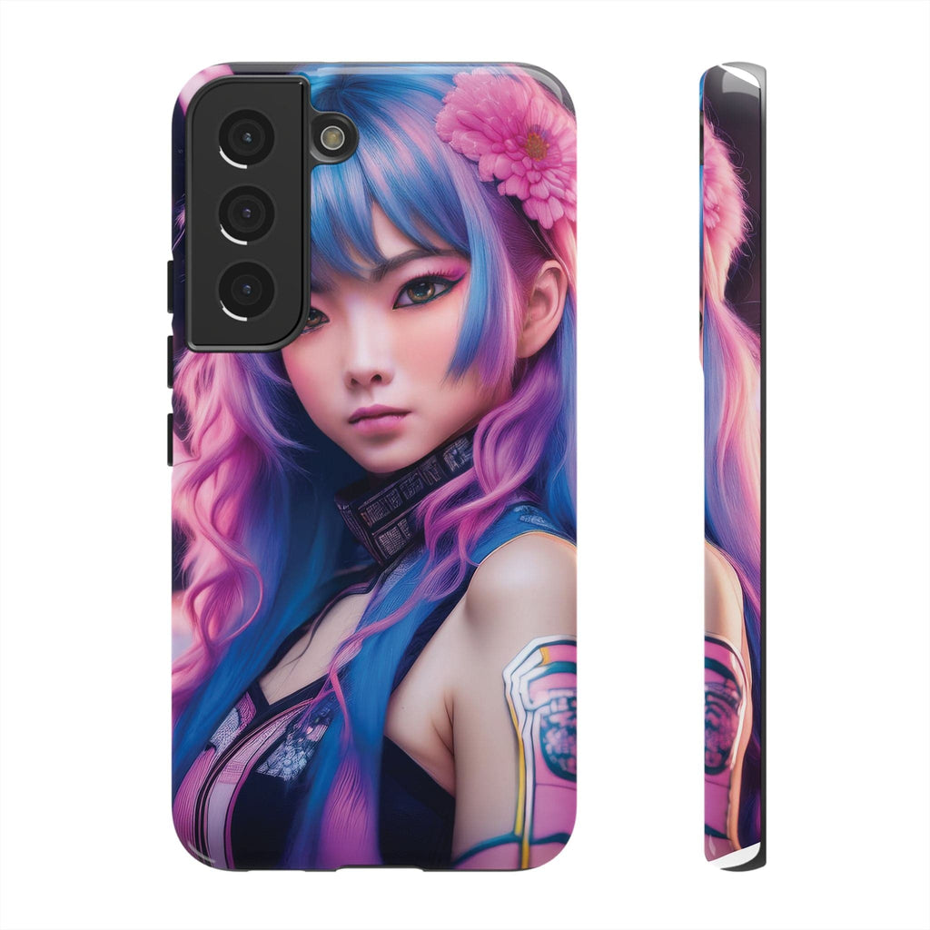 Cyber Aesthetic Phone Case: Futuristic Beauty in Bloom - Tough Case Samsung Galaxy S22 / Glossy Phone Case