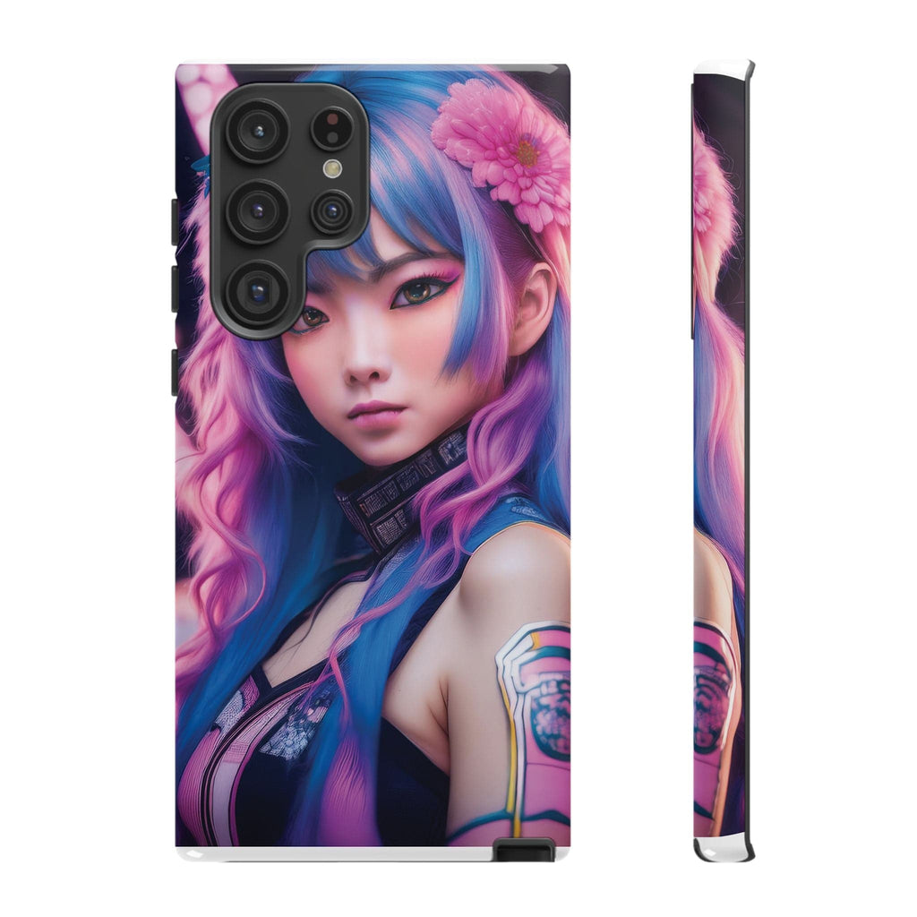 Cyber Aesthetic Phone Case: Futuristic Beauty in Bloom - Tough Case Samsung Galaxy S22 Ultra / Glossy Phone Case