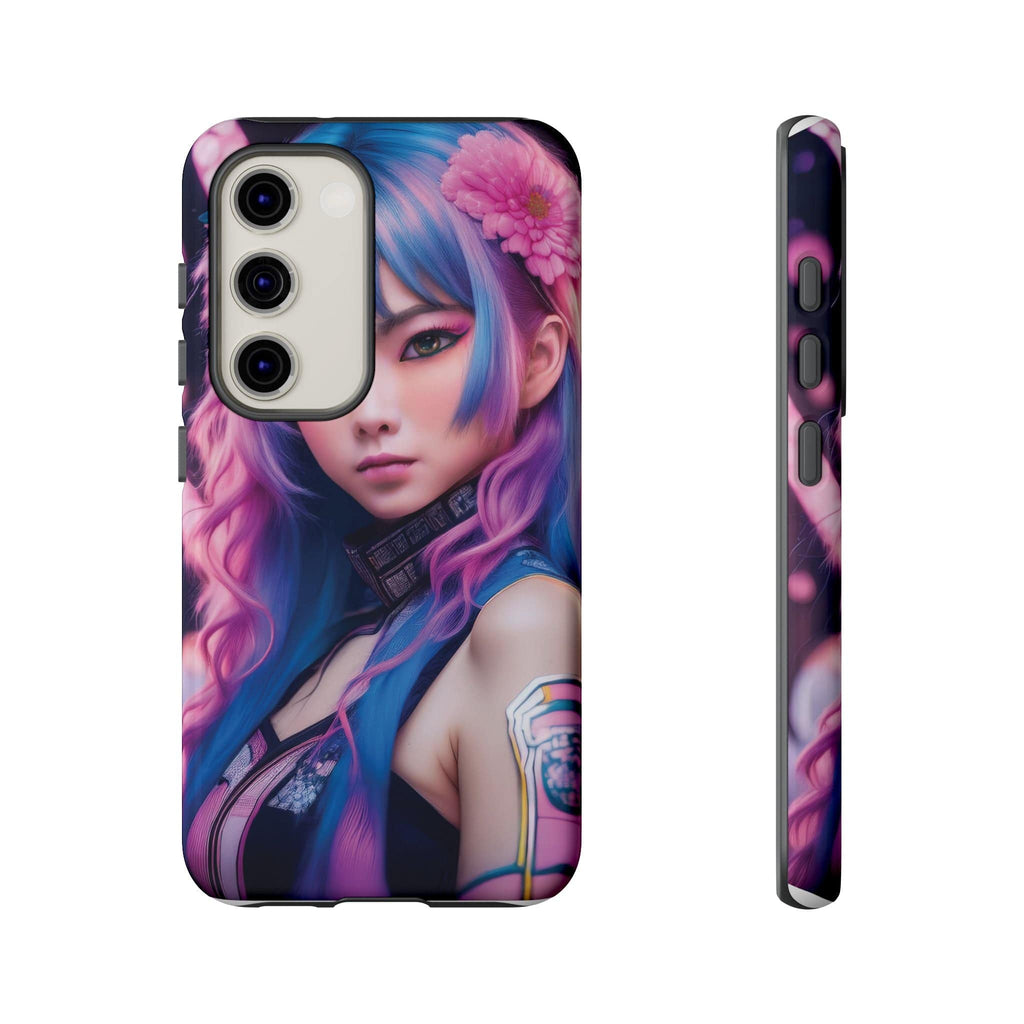 Cyber Aesthetic Phone Case: Futuristic Beauty in Bloom - Tough Case Samsung Galaxy S23 / Glossy Phone Case