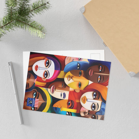 Fine Art Postcard: A Mosaic of Faces and Diversity Paper products